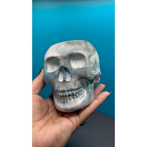 The Unbranded Brand Other - Skull Concrete Planter – Handmade Cement Succulent Pot, Handmade In Texas